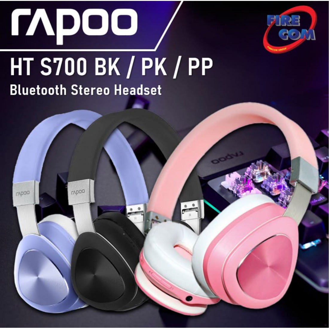 Headset Rapoo Ht S Bk Pk Pp Bluetooth Stereo Headset