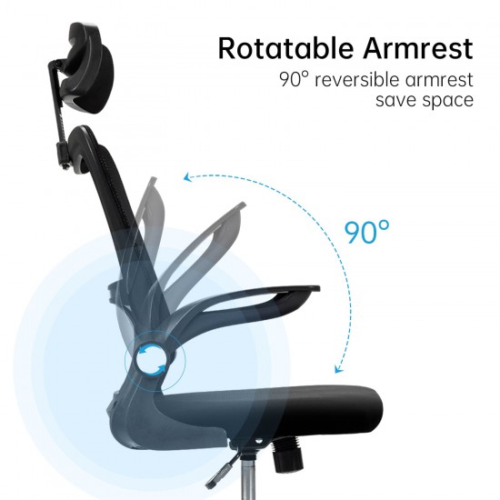 เก้าอี้สำนักงาน Deli DLI-E4925 (Black) Flexible Elastic Waist Support มีพนักพิงศรีษะ สามารถออกใบกำกับภาษีได้