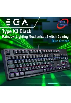 (KEYBOARD) EGA Type K3 Black Rainbow Lighting Mechanical Switch Gaming Blue Switch
