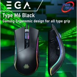 (Mouse) EGA Type M6 Black Gaming Ergonomic design for all type grip