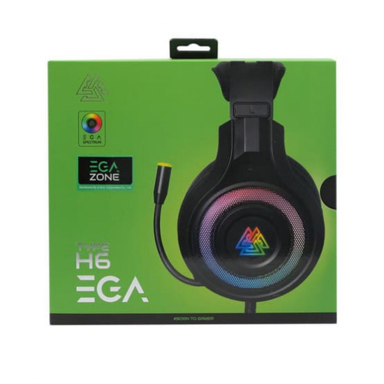(HEADSET) EGA Type H6 Black Virtual7.1 Software Spectrum LED Lighting