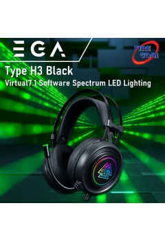 (HEADSET) EGA Type H3 Black Virtual7.1 Software Spectrum LED Lighting