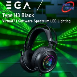 (HEADSET) EGA Type H3 Black Virtual7.1 Software Spectrum LED Lighting