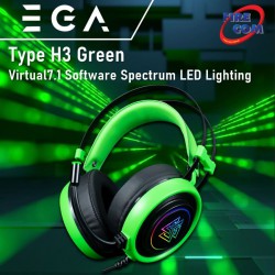 (HEADSET) EGA Type H3 Green Virtual7.1 Software Spectrum LED Lighting