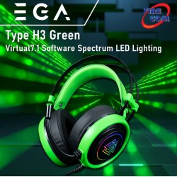 (HEADSET) EGA Type H3 Green Virtual7.1 Software Spectrum LED Lighting