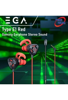 (HEADSET) EGA Type E1 Red Gaming Earphone Stereo Sound