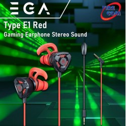 (HEADSET) EGA Type E1 Red Gaming Earphone Stereo Sound