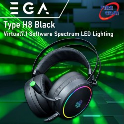 (HEADSET) EGA Type H8 Black Virtual7.1 Software Spectrum LED Lighting