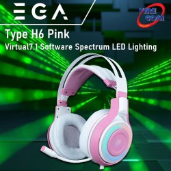 (HEADSET) EGA Type H6 Pink Virtual7.1 Software Spectrum LED Lighting