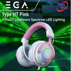 (HEADSET) EGA Type H7 Pink Virtual7.1 Software Spectrum LED Lighting