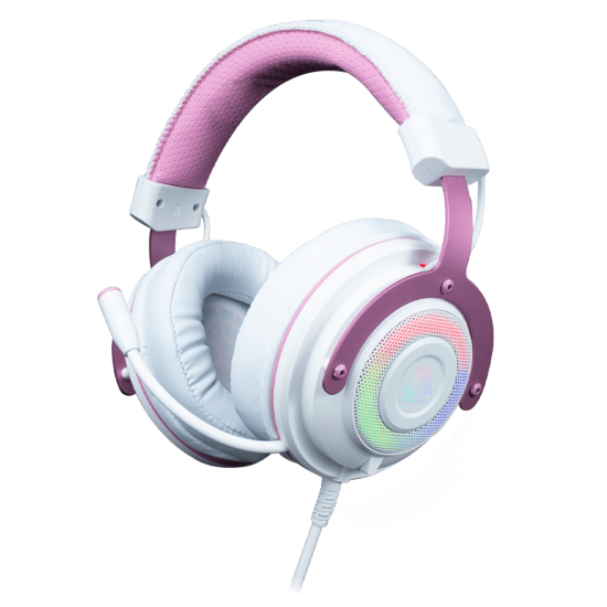 (HEADSET) EGA Type H7 Pink Virtual7.1 Software Spectrum LED Lighting