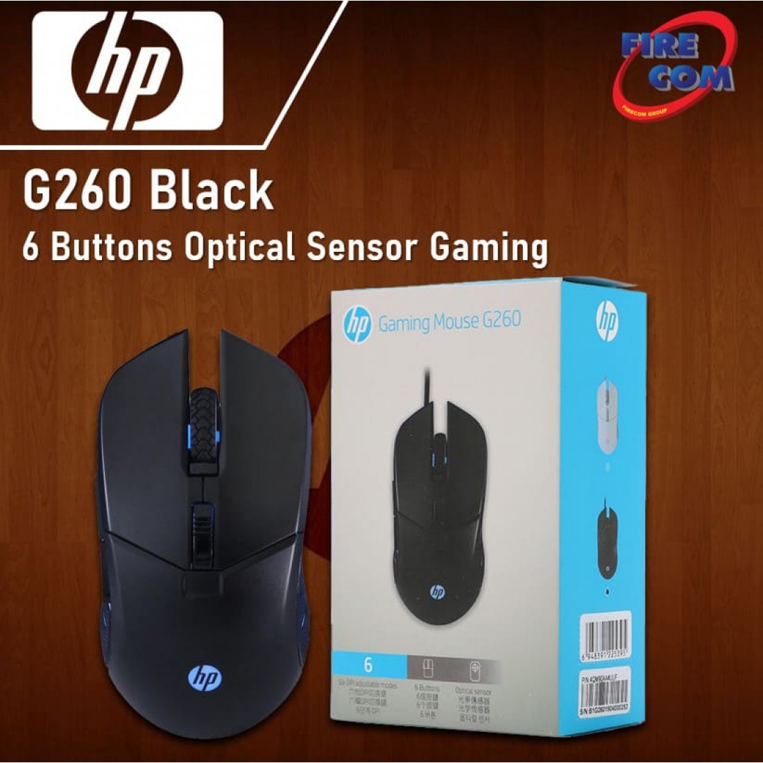 (Mouse)HP G260 Black 6 Buttons Optical Sensor Gaming