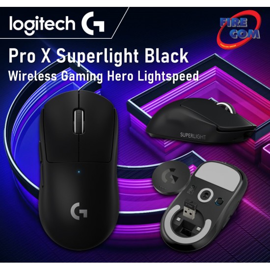 (Mouse)Logitech Pro X Superlight Black Wireless Gaming Hero Lightspeed
