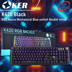 (KEYBOARD) OKER K420 Black RGB Macro Mechanical Blue switch Backlit wired