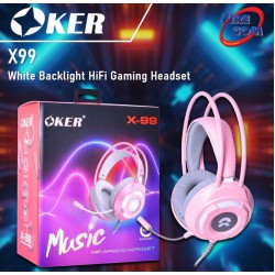 (HEADSET)Oker X99 White Backlight HiFi Gaming Headset