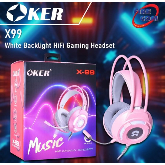 (HEADSET)Oker X99 White Backlight HiFi Gaming Headset