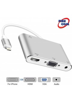 (Onten) OTN-7585C USB(Lightning) To HDMI(FM)+VGA(FM) Lightning Digital AV Adapter