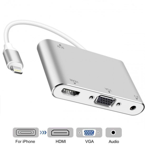 (Onten) OTN-7585C USB(Lightning) To HDMI(FM)+VGA(FM) Lightning Digital AV Adapter