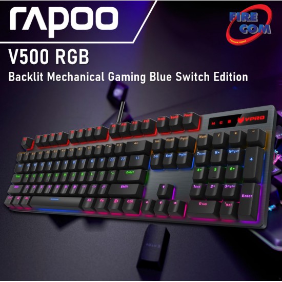 (KEYBOARD) Rapoo V500 RGB Backlit Mechanical Gaming Blue Switch Edition