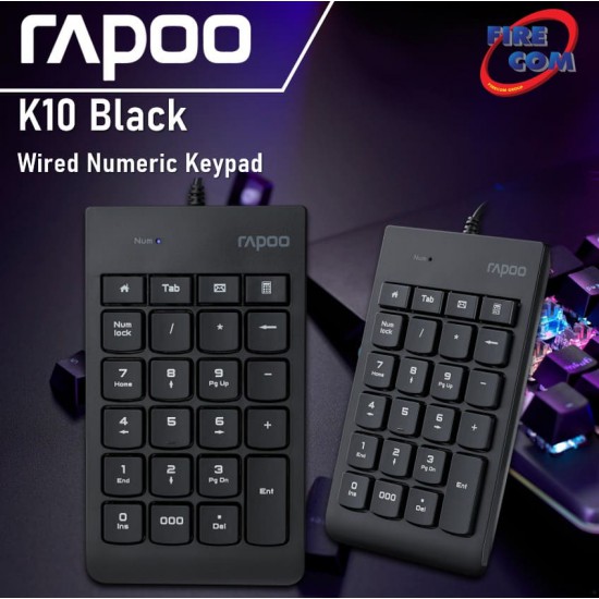 (KEYBOARD) Rapoo K10 Black Wired Numeric Keypad