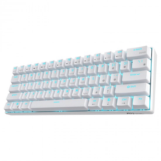 (KEYBOARD) Royal Kludge RK61 White RGB Backlight Blue Switch Tri-Mode Mechanical Gaming