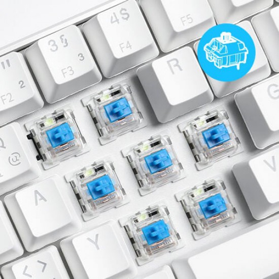 (KEYBOARD) Royal Kludge RK61 White RGB Backlight Blue Switch Tri-Mode Mechanical Gaming