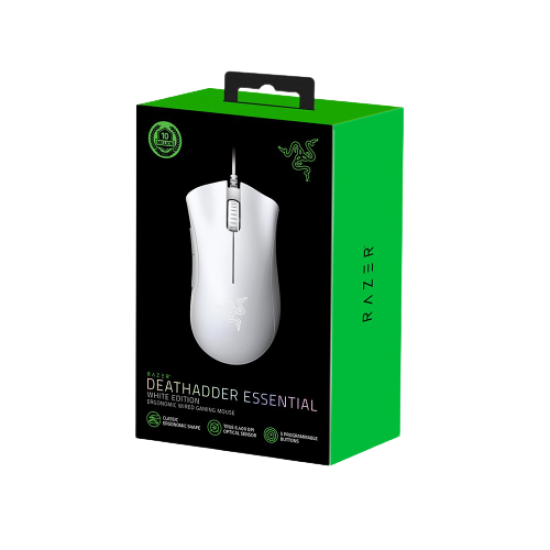 (Mouse)Razer Deathadder Essential White Ergonomic Wired Gaming