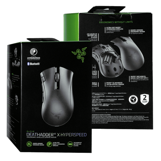 (Mouse)Razer Deathadder V2 X HyperSpeedBluetooth Ergonomic Wireless Gaming