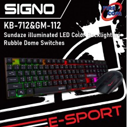 (KEYBOARD&MOUSE) Signo KB-712&GM-112 Sundaze illuminated LED Color Backlighting Rubble Dome Switches