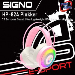 (HEADSET)Signo HP-824P Pinkker 7.1 Surround Sound Ultra Light weight RGB Color Bacblighting Gaming