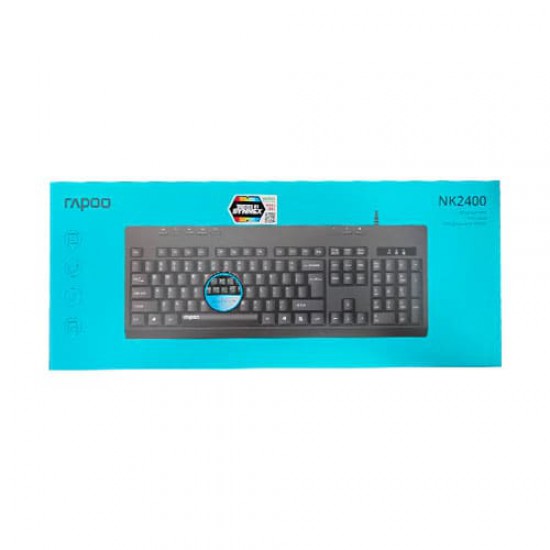 คีย์บอร์ด KEYBOARD Rapoo NK2400 Wired USB Black EN/TH (13029) สามารถออกใบกำกับภาษีได้