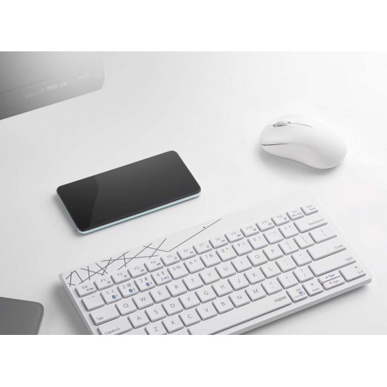 คีย์บอร์ด+เมาส์ KEYBOARD+Mouse Rapoo 8000M White Multi-mode Wireless Bluetooth(18871) สามารถออกใบกำกับภาษีได้