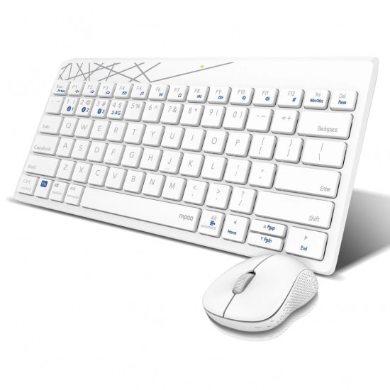 คีย์บอร์ด+เมาส์ KEYBOARD+Mouse Rapoo 8000M White Multi-mode Wireless Bluetooth(18871) สามารถออกใบกำกับภาษีได้