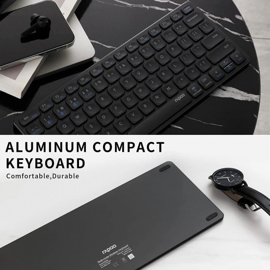 คีย์บอร์ด+เมาส์ KEYBOARD+Mouse Rapoo 9050M (Dark Grey) Multi Mode Wireless Bluetooth(12052) สามารถออกใบกำกับภาษีได้