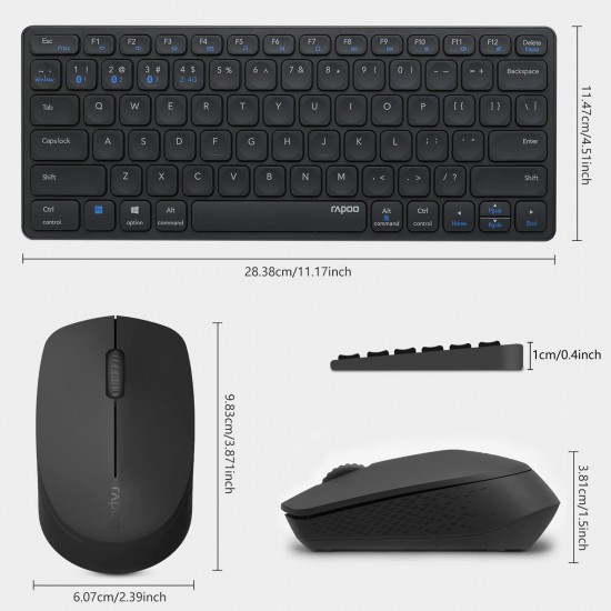 คีย์บอร์ด+เมาส์ KEYBOARD+Mouse Rapoo 9050M (Dark Grey) Multi Mode Wireless Bluetooth(12052) สามารถออกใบกำกับภาษีได้