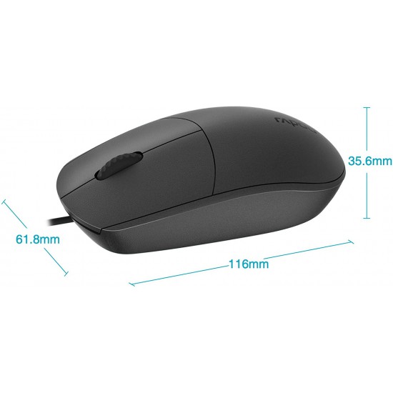 เมาส์ MOUSE RAPOO N100C BLACK Type-C Optical Mouse สามารถออกใบกำกับภาษีได้