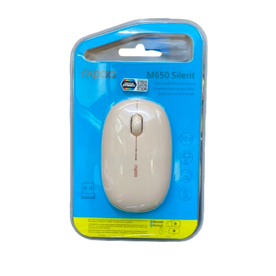 เมาส์ MOUSE Rapoo M650 Silent Milktea Brown (Beige) Multi-mode Wireless (M650S-Milktea-Brown)(12169) สามารถออกใบกำกับภาษีได้