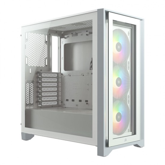 เคสคอมพิวเตอร์ CASE Corsair iCUE 4000X RGB Tempered Glass (White) CC-9011205-WW สามารถออกใบกำกับภาษีได้
