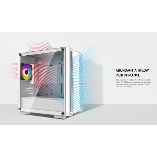 เคสคอมพิวเตอร์ CASE Deepcool CC360 White ARGB Tempered Glass mATX สามารถออกใบกำกับภาษีได้