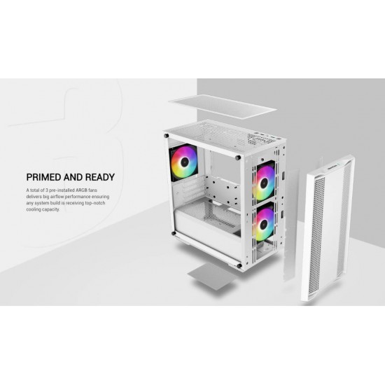 เคสคอมพิวเตอร์ CASE Deepcool CC360 White ARGB Tempered Glass mATX สามารถออกใบกำกับภาษีได้