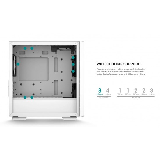 เคสคอมพิวเตอร์ CASE Deepcool CC360 White ARGB Tempered Glass mATX สามารถออกใบกำกับภาษีได้