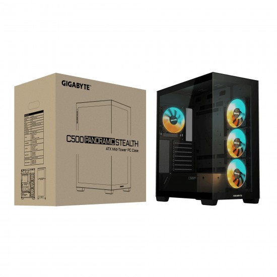 เคสคอมพิวเตอร์ CASE GIGABYTE C500 PANORAMIC STEALTH BLACK (GB-C500P ST)(FN1106) สามารถออกใบกำกับภาษีได้