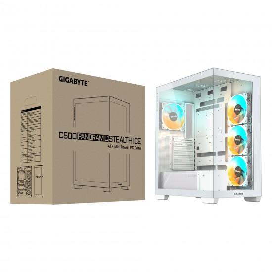 เคสคอมพิวเตอร์ CASE GIGABYTE C500 PANORAMIC STEALTH ICE White (GB-C500PI ST)(FN1107) สามารถออกใบกำกับภาษีได้