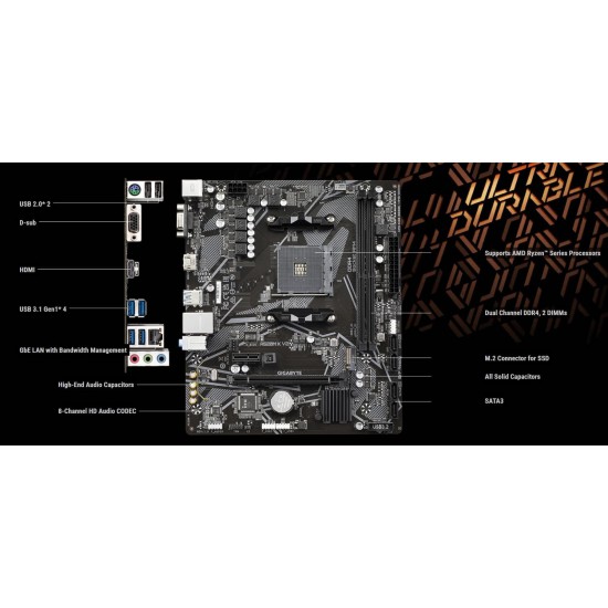 เมนบอร์ด MAINBOARD Gigabyte A520M-K V2 (Socket AM4) DDR4 (9MA52MK2-00-G11) สามารถออกใบกำกับภาษีได้