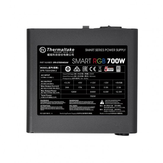 POWER SUPPLY THERMALTAKE SMART RGB 700W 80Plus (SPR-0700NHSAW)