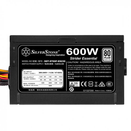 POWER SUPPLY SILVERSTONE ST60F-ES230 600W Strider Essentail Series 80Plus (SST-ST60F-ES230)