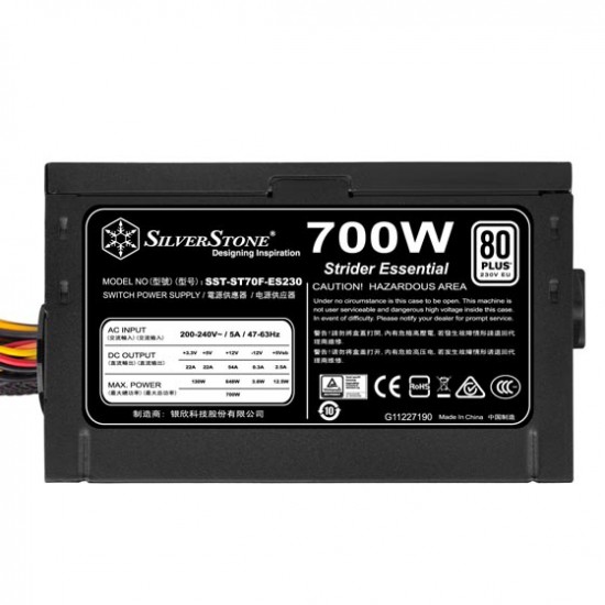 POWER SUPPLY SILVERSTONE ST70F-ES230 700W Strider Essentail Series 80Plus (SST-ST70F-ES230)