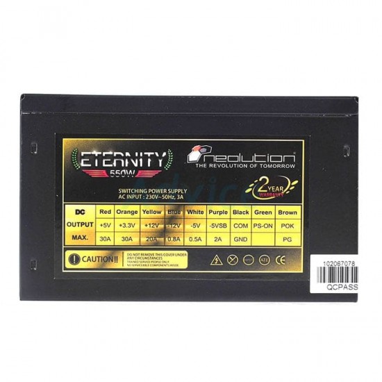 พาวเวอร์ซัพพลาย POWERSUPPLY LEMEL NEOLUTION ETERNITY 550W No box (LM-PSU-NEO550) สามารถออกใบกำกับภาษีได้