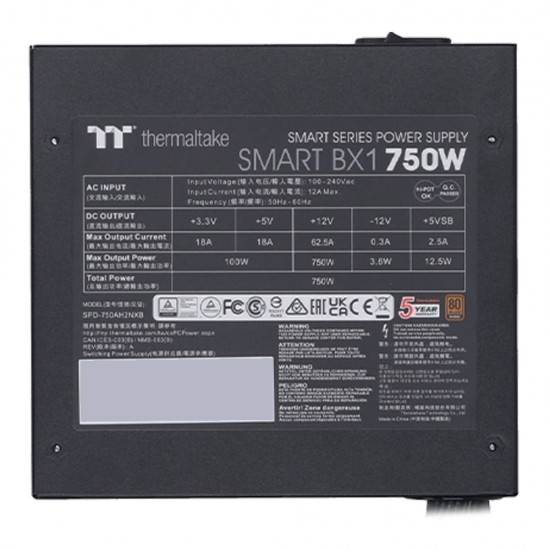 พาวเวอร์ซัพพลาย POWERSUPPLY Thermaltake Smart BX1 750W 80Plus Bronze (PS-SPD-0750NNFABE-4) สามารถออกใบกำกับภาษีได้