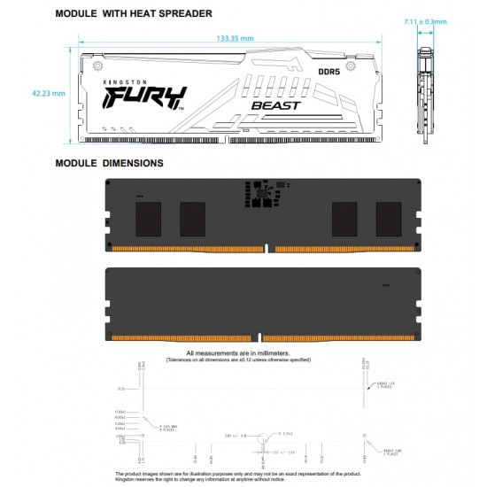แรม RAM PC Kingston 8Gb/5600 DDR5 CL40 FURY Beast Black RGB (KF556C40BBA-8) สามารถออกใบกำกับภาษีได้